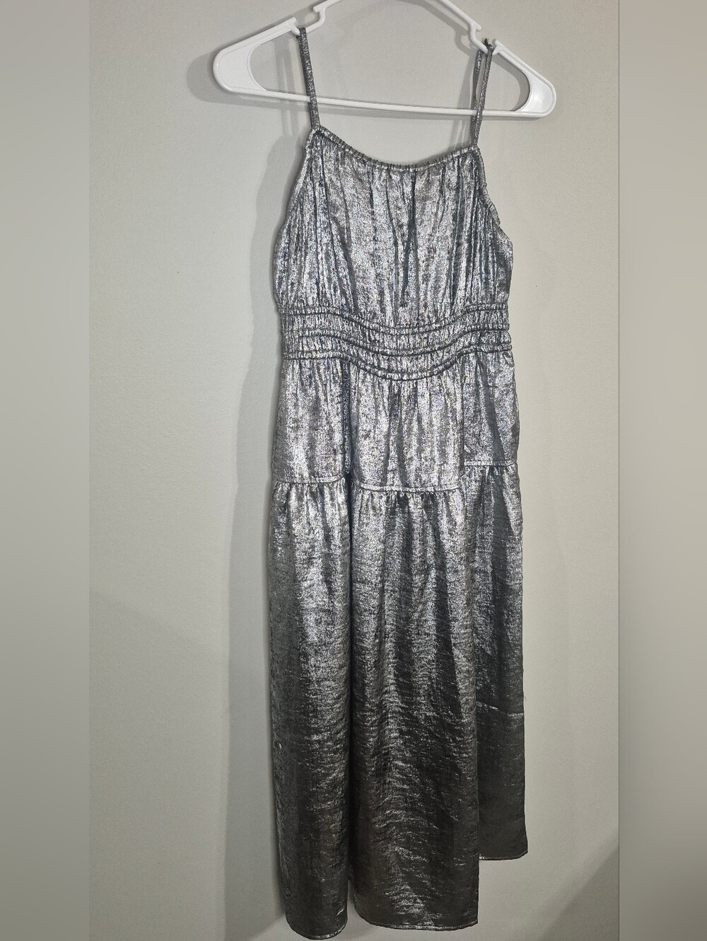 Old Navy Metallic Silver Midi Dress